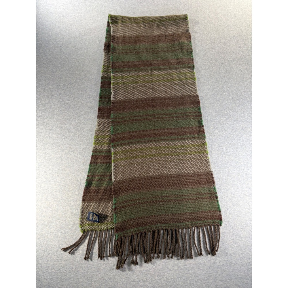 Banana Republic Striped Wool Blend Scarf Brown Green Fringed Fall 09 662630-01